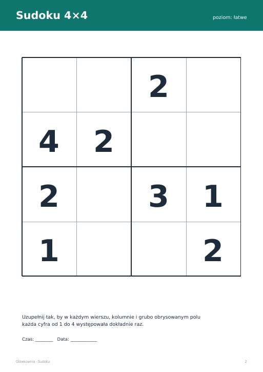 Sudoku do druku, zestaw 79