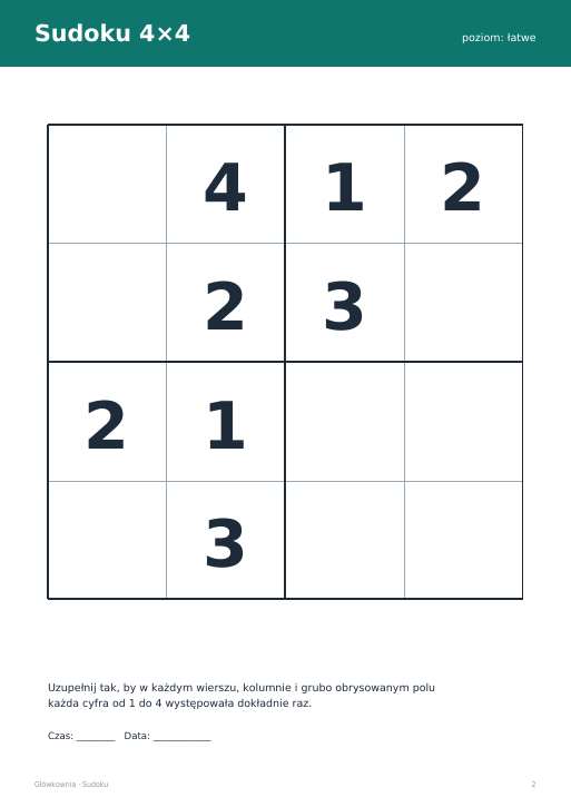 Sudoku do druku, zestaw 80
