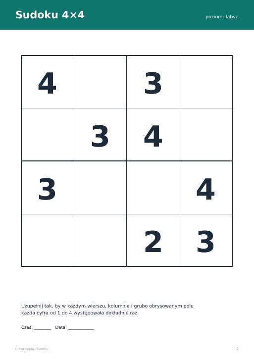 Sudoku do druku, zestaw 81