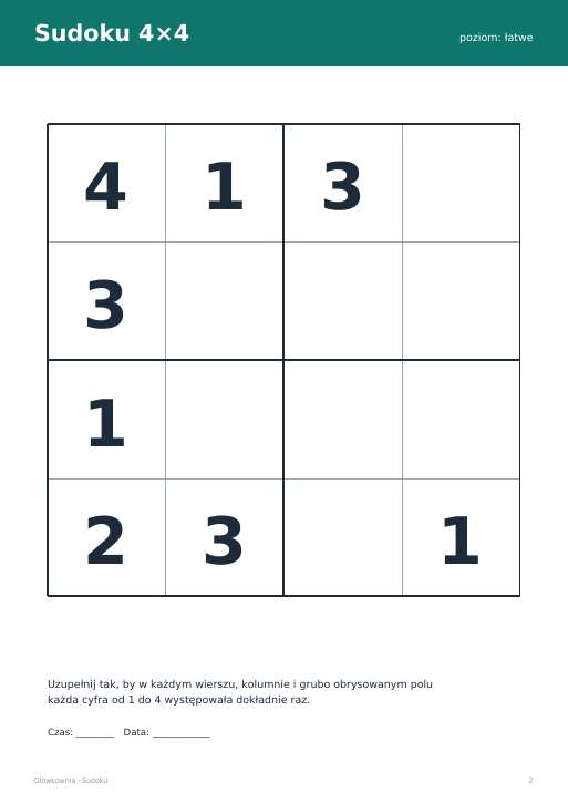 Sudoku do druku, zestaw 83