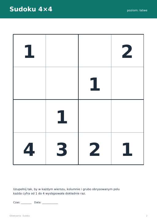 Sudoku do druku, zestaw 84