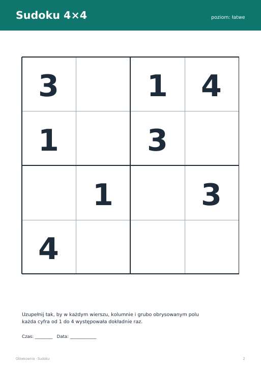 Sudoku do druku, zestaw 87