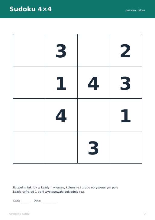 Sudoku do druku, zestaw 88