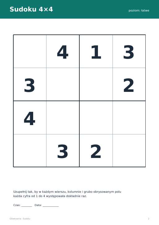 Sudoku do druku, zestaw 9
