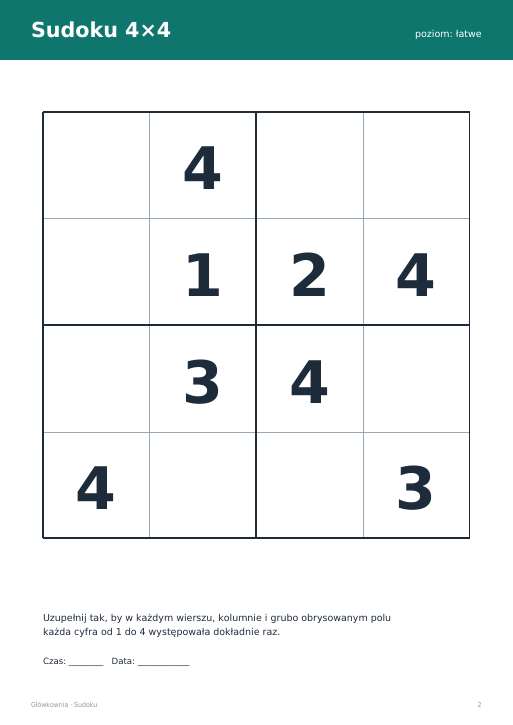 Sudoku do druku, zestaw 90