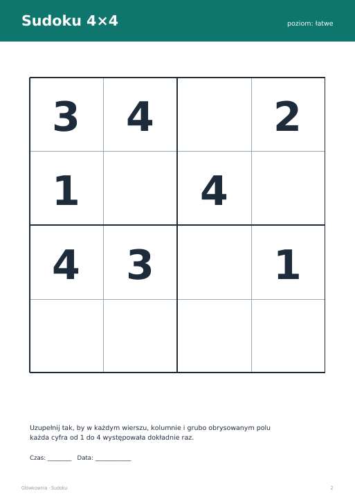 Sudoku do druku, zestaw 95
