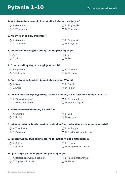 Świąteczny quiz o tradycjach