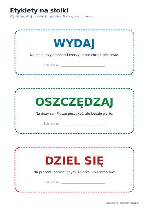 Trzy słoiki: wydaj, oszczędzaj, dziel się