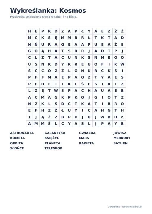 Wykreślanka: Kosmos