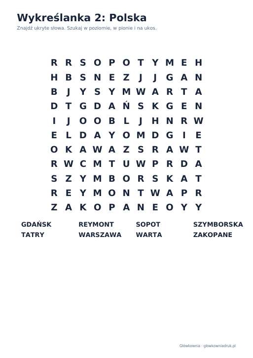 Wykreślanki: polska – duży druk, zestaw 1