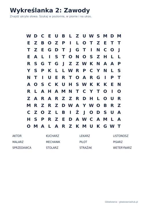 Wykreślanki: zawody, zestaw 4