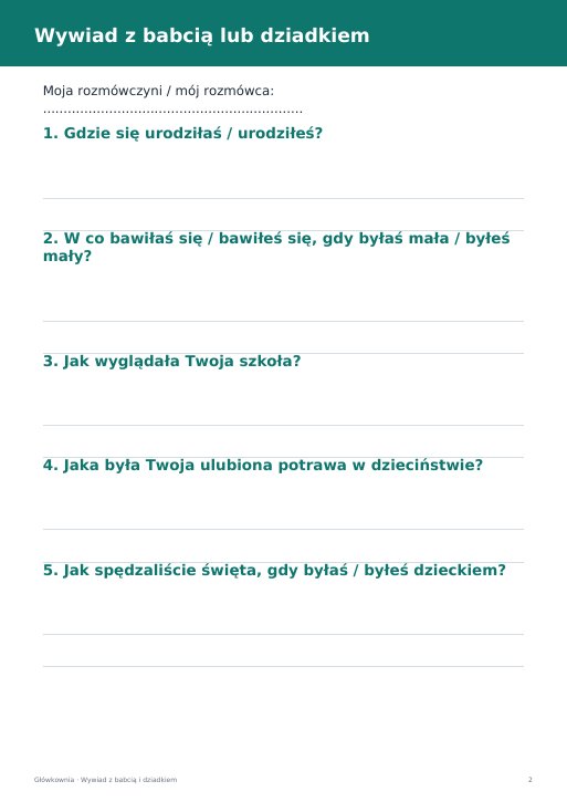 Wywiad z babcią i dziadkiem + drzewo genealogiczne