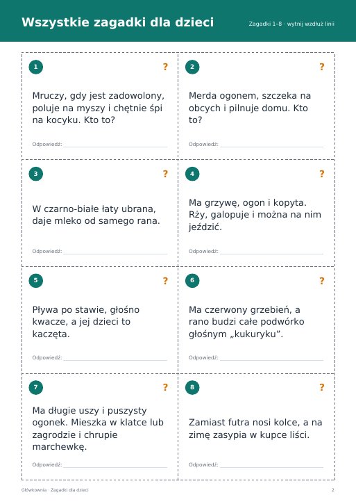 Wszystkie zagadki dla dzieci – PDF