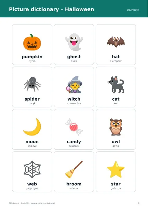 Halloween – angielski, karty pracy (Halloween)