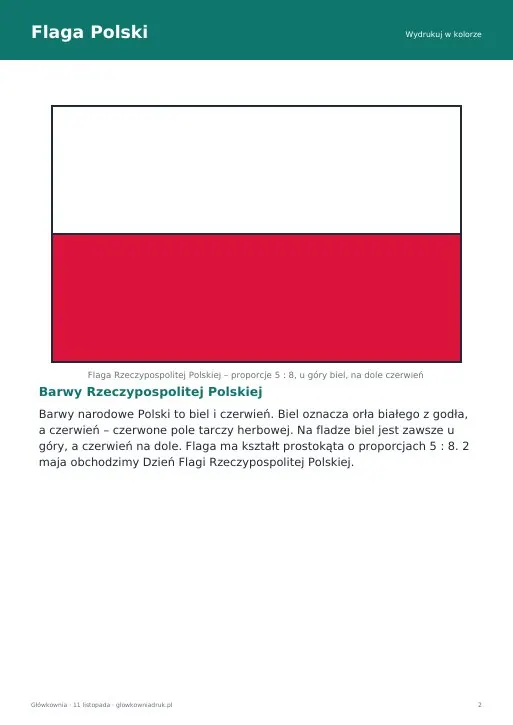 Flaga Polski do druku i do kolorowania
