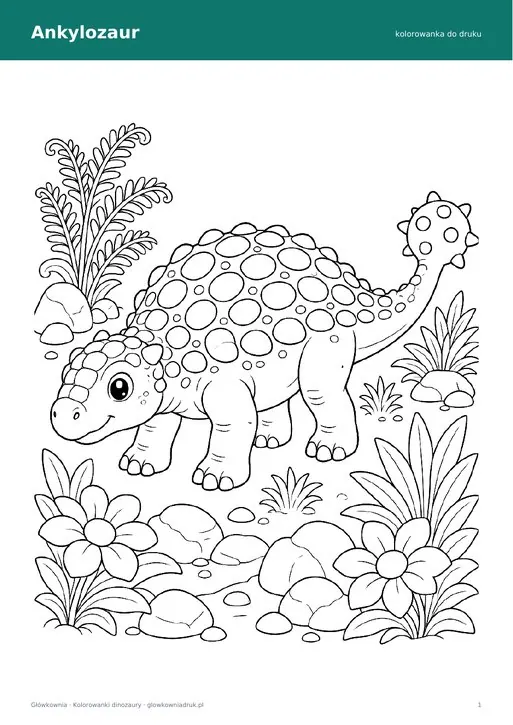 Podgląd: Kolorowanka ankylozaur – pancerny dinozaur