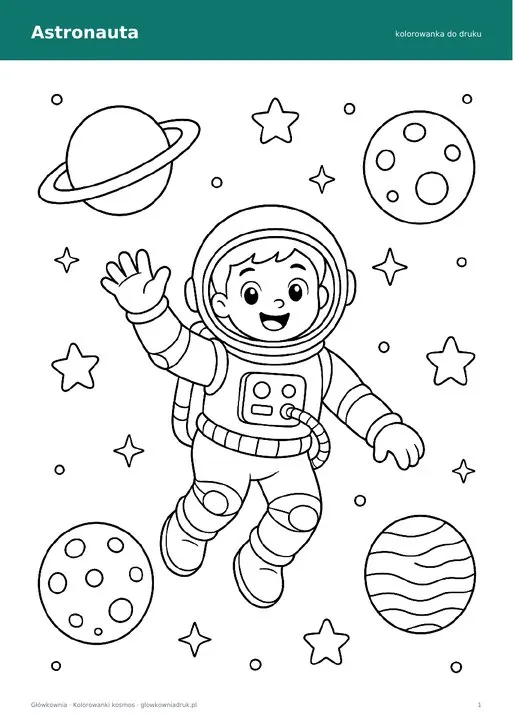 Kolorowanka astronauta w skafandrze