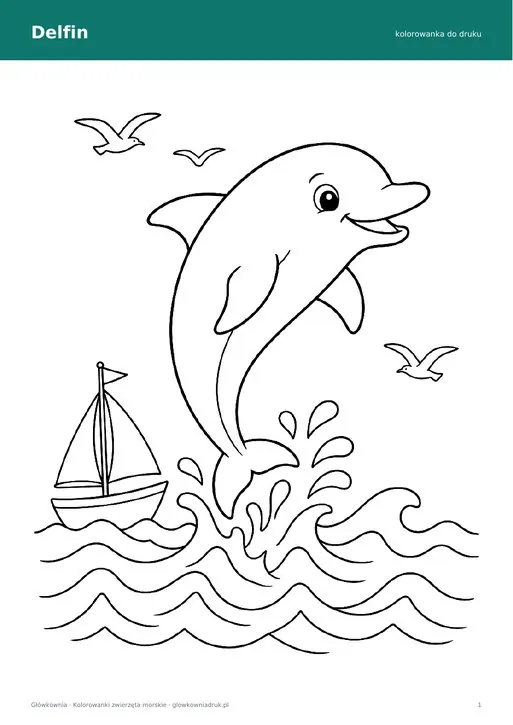Kolorowanka delfin do druku