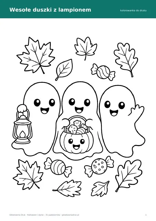 Kolorowanka duszki z lampionem – Halloween