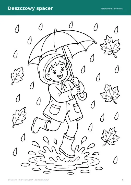 Kolorowanka jesienny deszcz – parasol