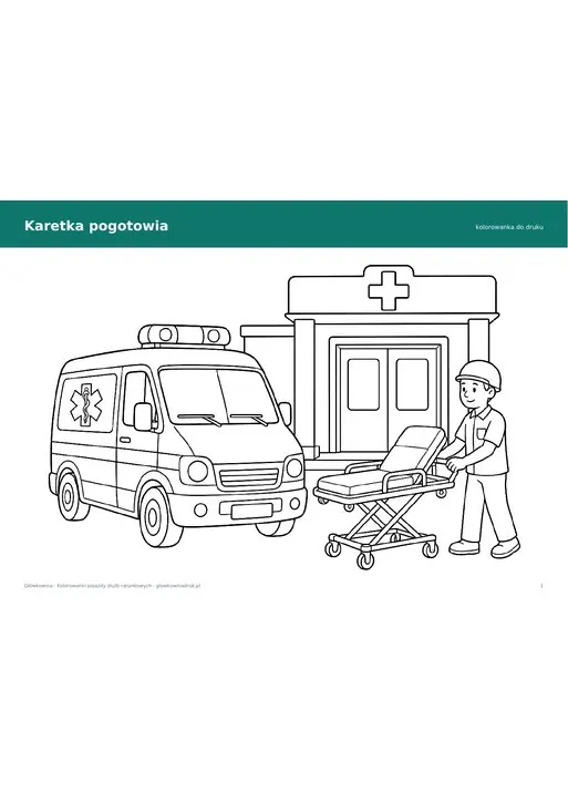 Kolorowanka karetka pogotowia do druku