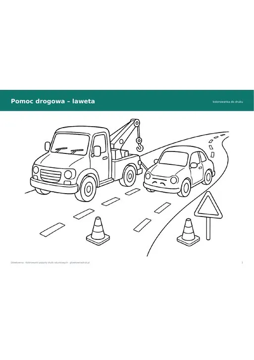 Kolorowanka laweta – pomoc drogowa