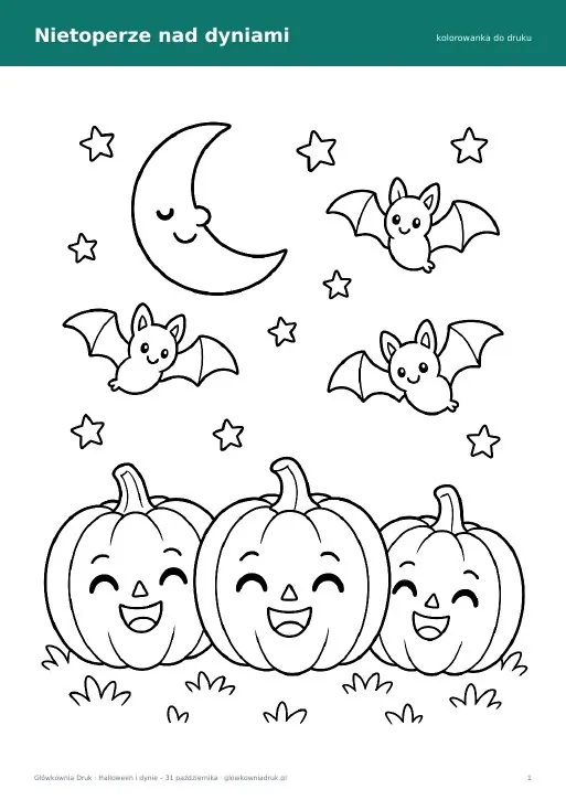 Kolorowanka nietoperze i dynie – Halloween