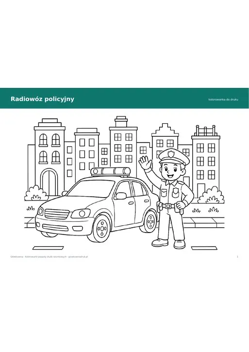 Kolorowanka radiowóz – samochód policyjny