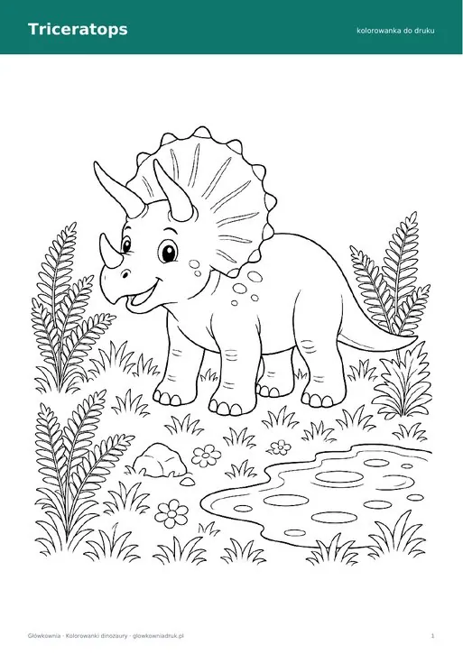 Kolorowanka triceratops do druku