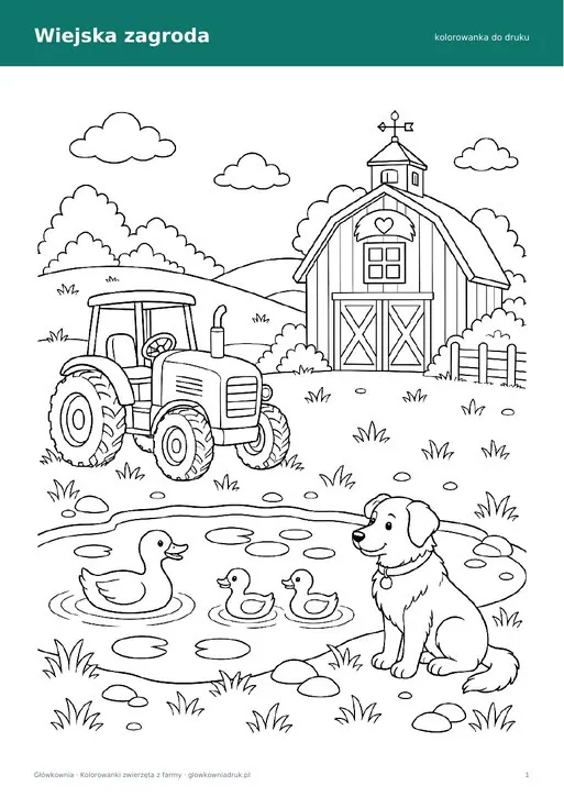 Kolorowanka wiejska zagroda – farma