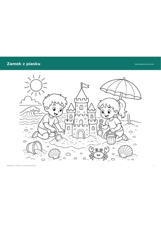 Kolorowanka zamek z piasku – do druku