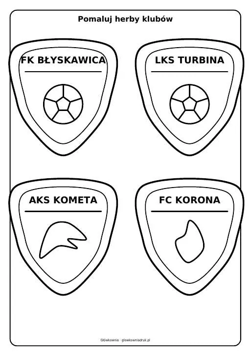 Podgląd: Herby klubów piłkarskich do pomalowania, zestaw 16