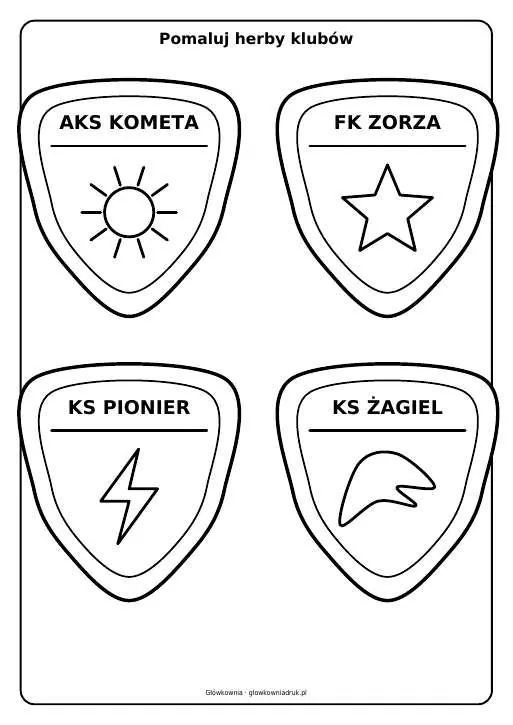 Podgląd: Herby klubów piłkarskich do pomalowania, zestaw 18