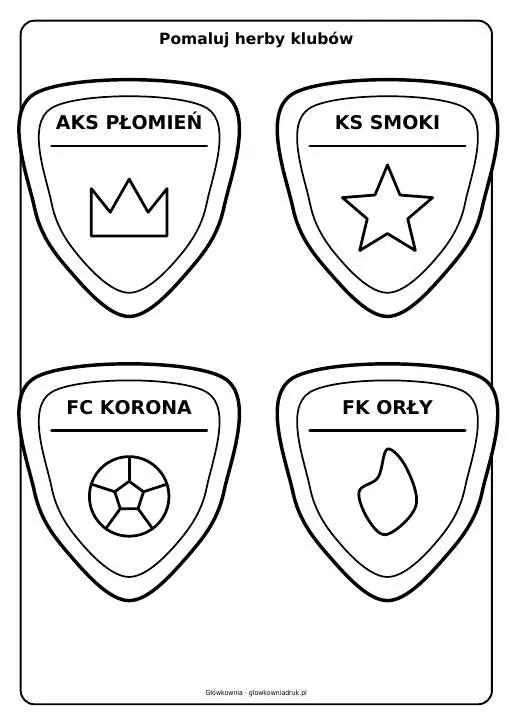 Podgląd: Herby klubów piłkarskich do pomalowania, zestaw 19