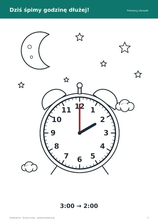 Kolorowanki na zmianę czasu – zegary i nocne niebo