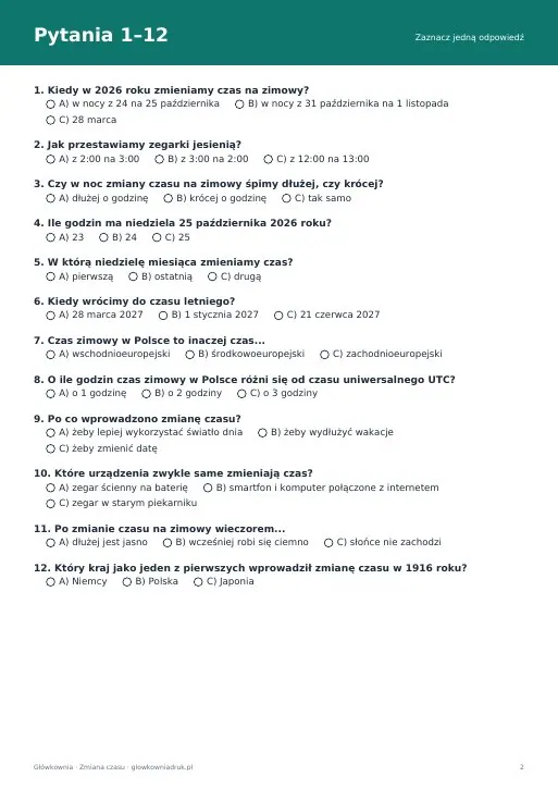 Quiz o zmianie czasu – 12 pytań z wyjaśnieniami