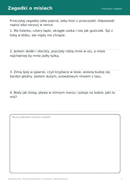 Wierszyki i zagadki o misiu dla dzieci – do druku