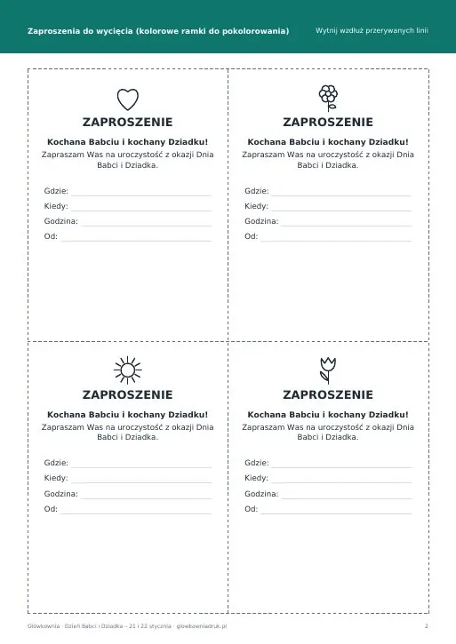 Zaproszenie na Dzień Babci i Dziadka do druku